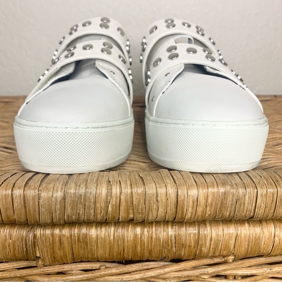 Rebecca Minkoff Natasha Chalk White Studded Platform Sneaker Slip On Size 9 - Picture 5 of 14